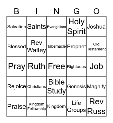 Kingdom Fellowship Bingo Card