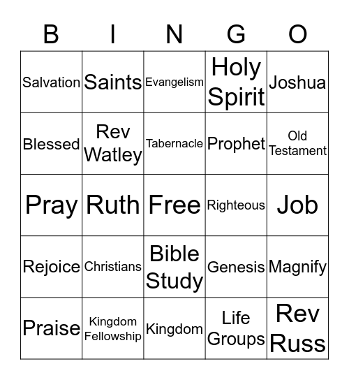 Kingdom Fellowship Bingo Card