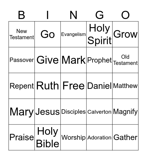 Kingdom Fellowship Bingo Card
