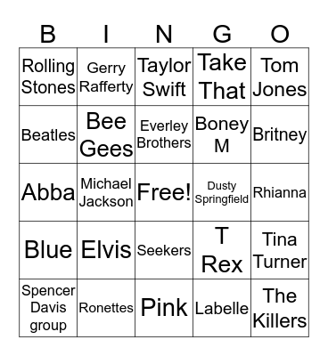 Musical Bingo Card