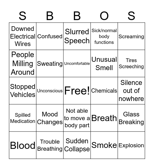 EMS Bingo Card
