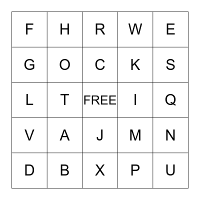 Alphabet BINGO Card