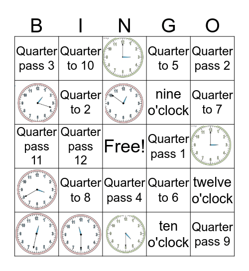 What time is It? Bingo Card