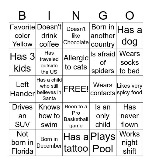 PARENT SOCIAL BINGO  Bingo Card