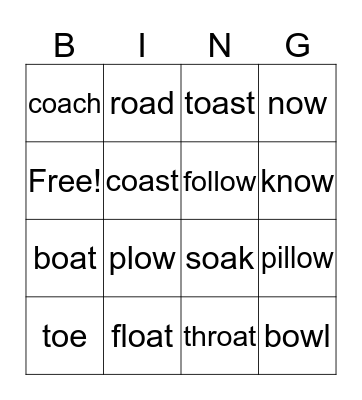 vowel teams bingo Card