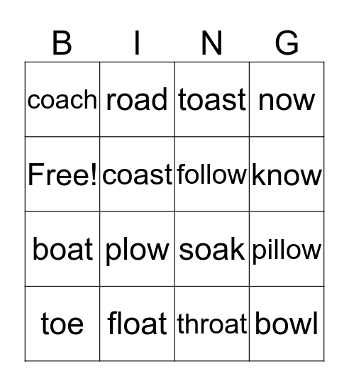 vowel teams bingo Card