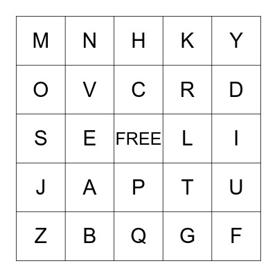 Alphabet BINGO Card
