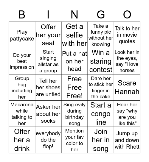 Cheyenne's birthday bingo Card