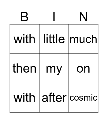 BINGO Card