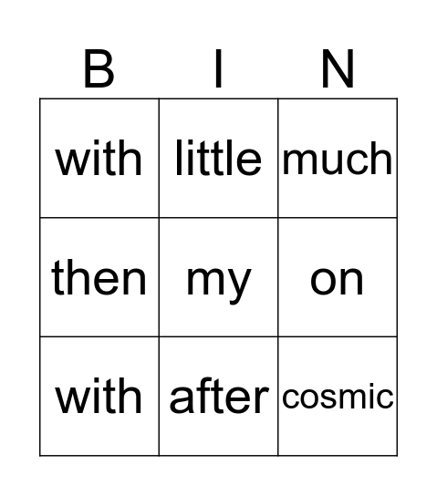BINGO Card