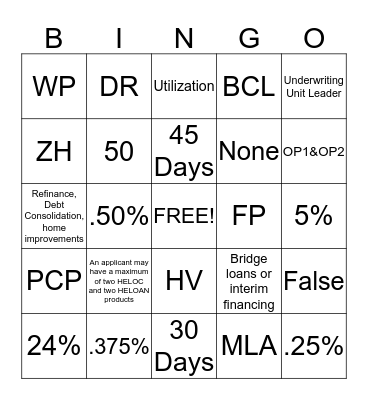 Call Center Bingo Card