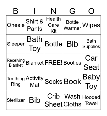 Anita's Baby Gift Bingo Card