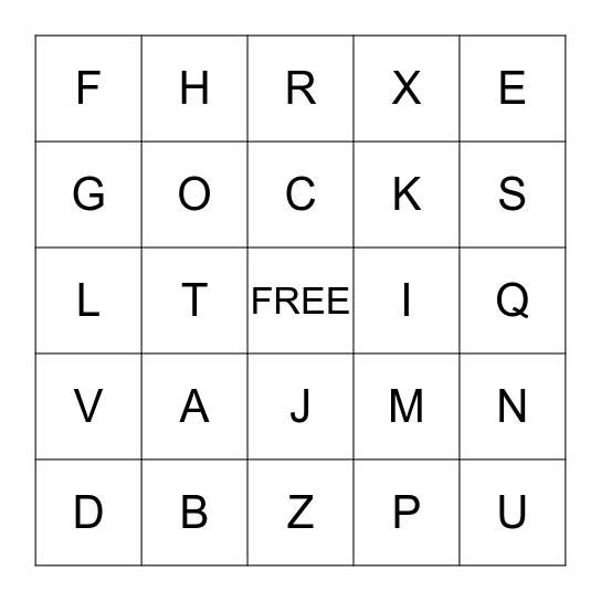 Alphabet BINGO Card