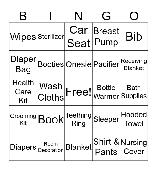 Anita's Baby Gift Bingo Card