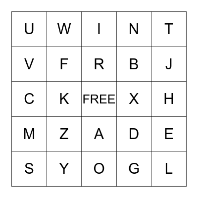 Alphabet BINGO Card