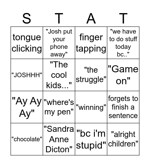 Mrs. Boyle Bingo Card
