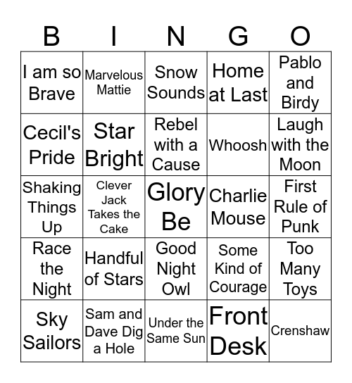 Library Location Bingo Card