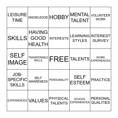 UNDERSTANDING YOURSELF Bingo Card