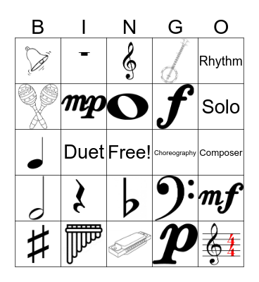 Musical Bingo  Bingo Card