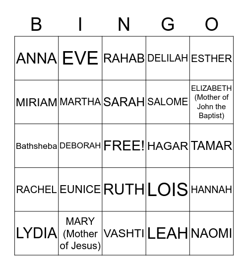 WOMEN OF THE BIBLE  Bingo Card