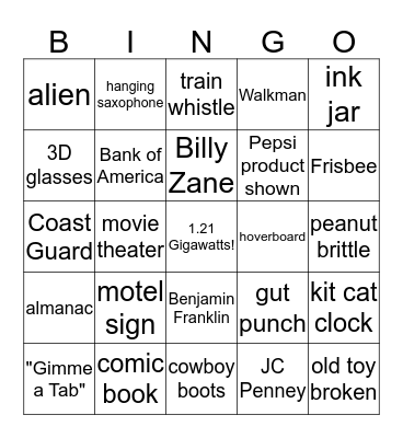 Back to the Future Bingo Card
