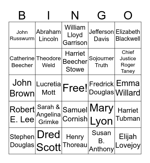Chapter 4 People Bingo Card