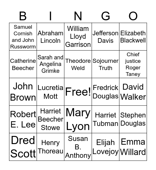 Chapter 4 People Bingo Card