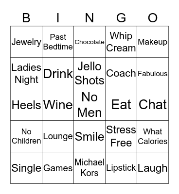 Ladies Night Bingo Card