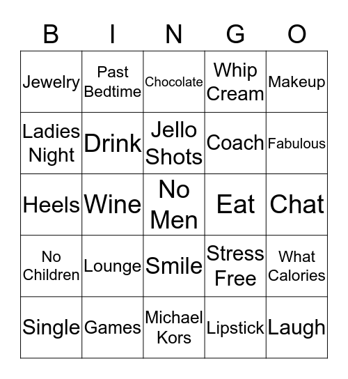 Ladies Night Bingo Card