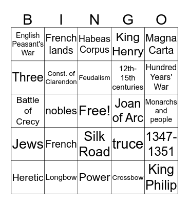 Chapter 5 Bingo Card