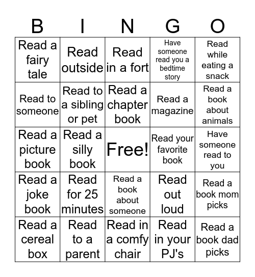 READING BINGO Card