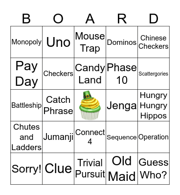 Game Night Bingo Card
