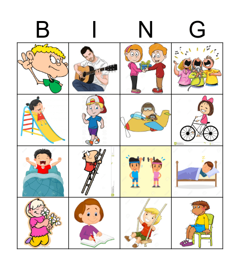 Action Verbs Bingo Card