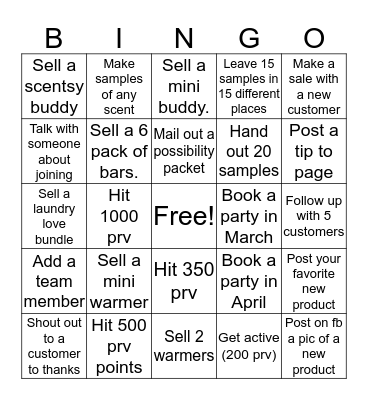 March 5th to April 5th Bingo Card