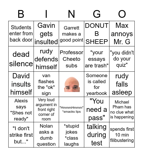 period 6 Bingo Card