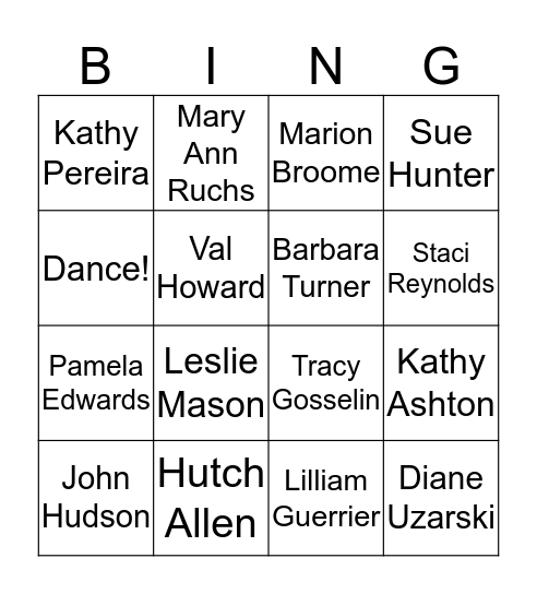 DANCE BINGO Card