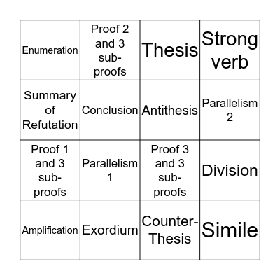 Essay 6 Bingo Card