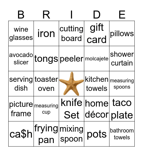 Beachy Bridal Bingo Card