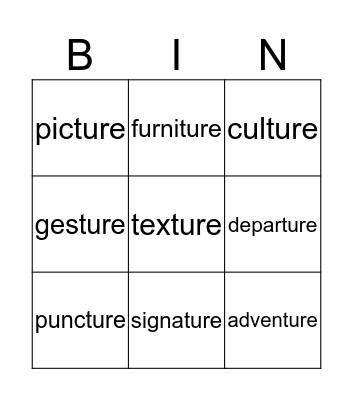 ture words Bingo Card