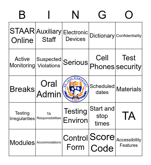 STAAR Training Bingo Card