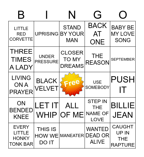 KAMIKAZI KARAOKE Bingo Card