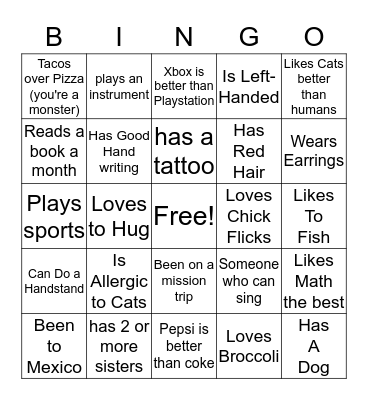 FIND SOMEONE WHO... Bingo Card