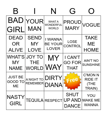 KAMIKAZI KARAOKE 6-26-2 Bingo Card