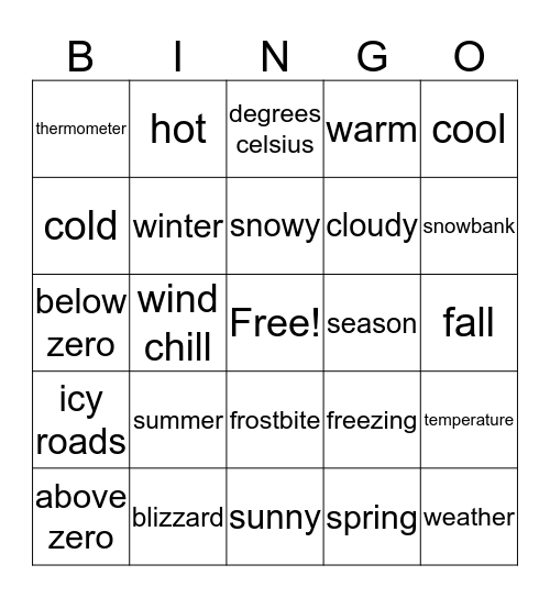 Winter is coming!! Bingo Card