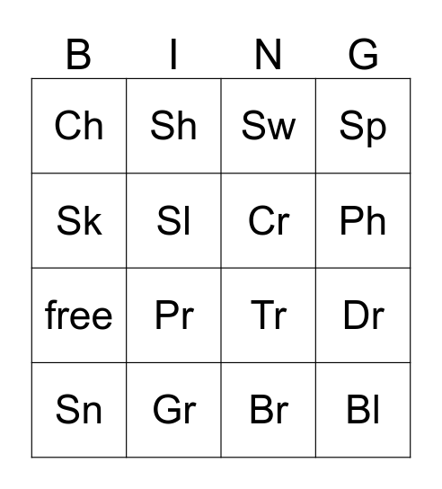 Blends Bingo Card