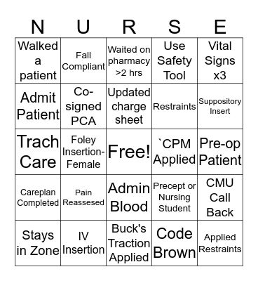 Nurses' Week Bingo Card