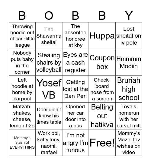 Bobby’s Birthday Bingo! Bingo Card