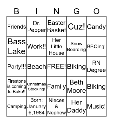 Leah's 30th Birthday Bingo Card