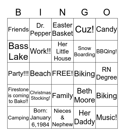 Leah's 30th Birthday Bingo Card