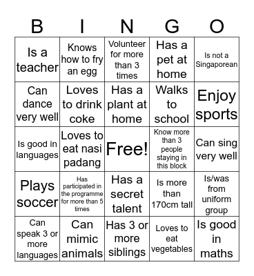 Knowing my friends Bingo Card